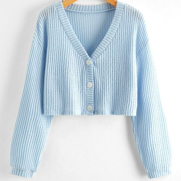 Nasty Gal Sweaters - Nasty Gal Baby Blue Cropped Sweater